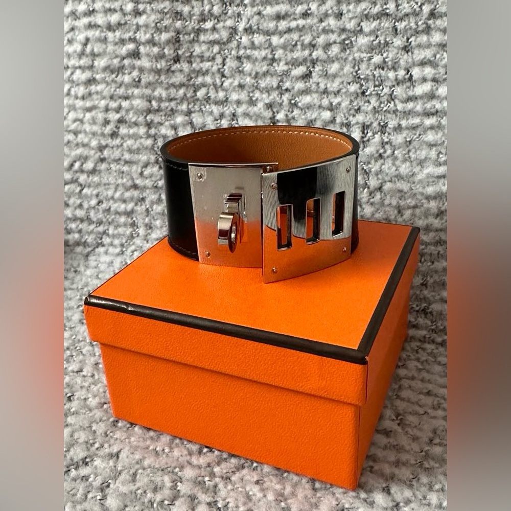 Authentic Hermès Black Leather Bracelet